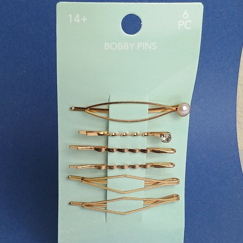 Fashion Hairpin 6Pc  Bobby Pin Gold Tone
